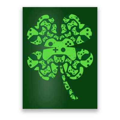 St Patricks Day Shamrock Clover Video Game Controllers Gamer Poster