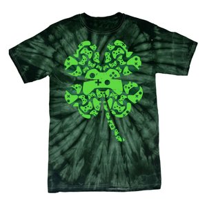 St Patricks Day Shamrock Clover Video Game Controllers Gamer Tie-Dye T-Shirt