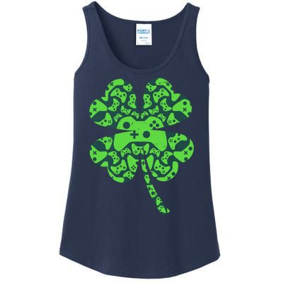 St Patricks Day Shamrock Clover Video Game Controllers Gamer Ladies Essential Tank