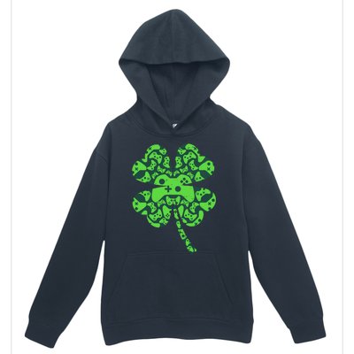 St Patricks Day Shamrock Clover Video Game Controllers Gamer Urban Pullover Hoodie