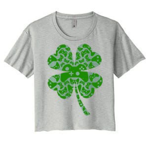 St Patricks Day Shamrock Clover Video Game Controllers Gamer Women's Crop Top Tee