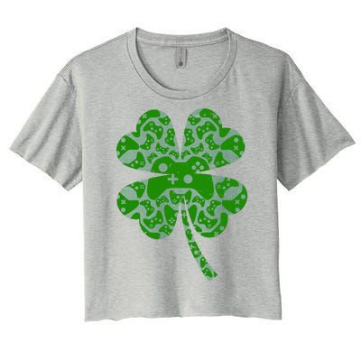 St Patricks Day Shamrock Clover Video Game Controllers Gamer Women's Crop Top Tee