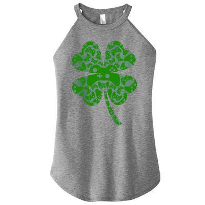 St Patricks Day Shamrock Clover Video Game Controllers Gamer Women's Perfect Tri Rocker Tank