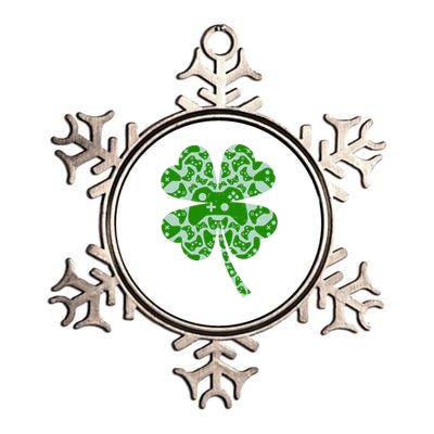 St Patricks Day Shamrock Clover Video Game Controllers Gamer Metallic Star Ornament