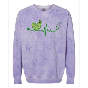 St Patricks Day Heartbeat Nurse Colorblast Crewneck Sweatshirt