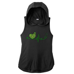 St Patricks Day Heartbeat Nurse Ladies PosiCharge Tri-Blend Wicking Draft Hoodie Tank