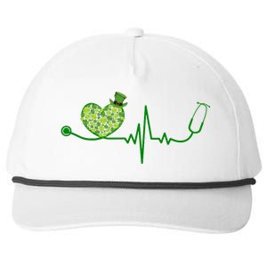 St Patricks Day Heartbeat Nurse Snapback Five-Panel Rope Hat