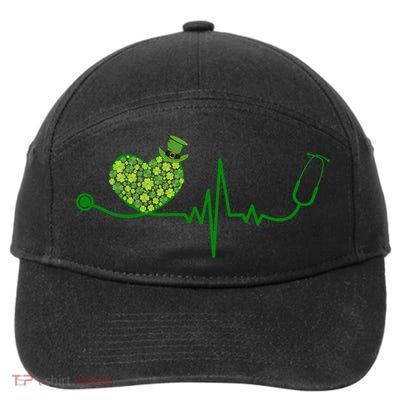 St Patricks Day Heartbeat Nurse 7-Panel Snapback Hat