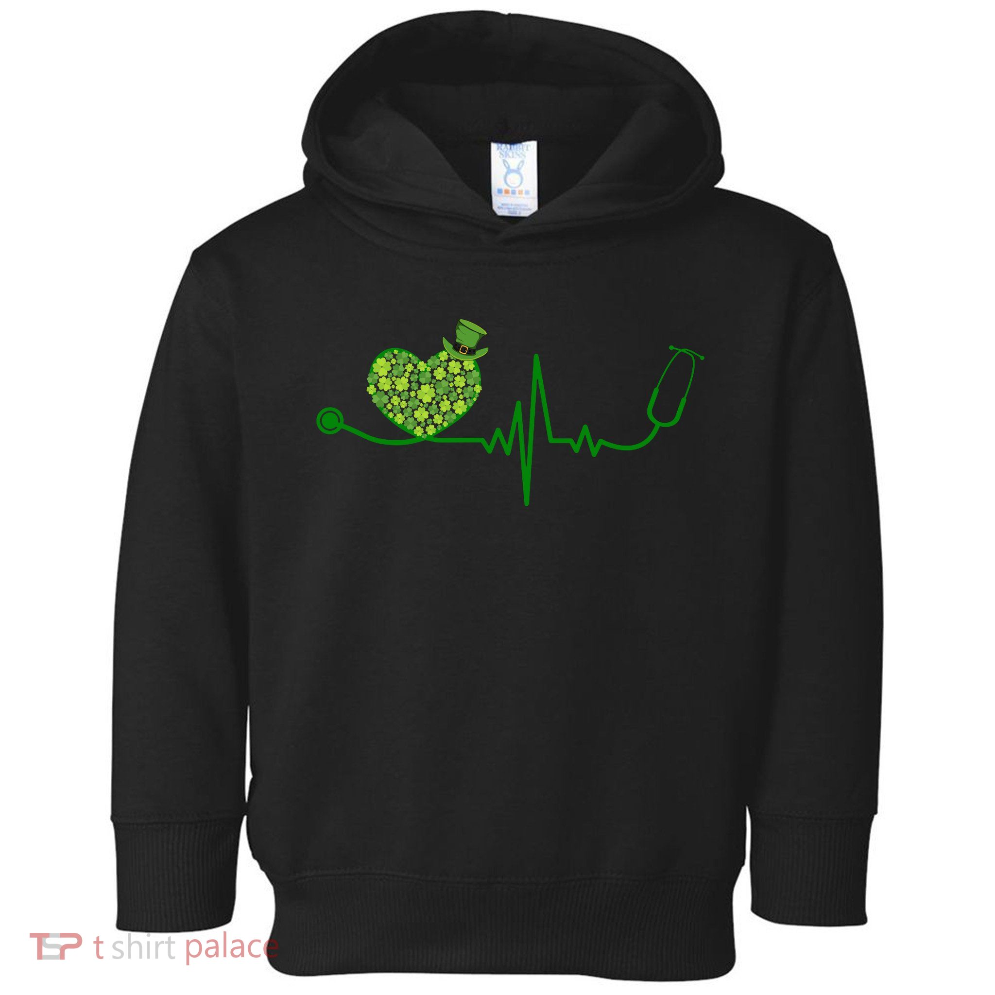 St Patricks Day Heartbeat Nurse Toddler Hoodie