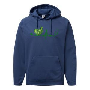 St Patricks Day Heartbeat Nurse Performance Fleece Hoodie