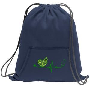 St Patricks Day Heartbeat Nurse Sweatshirt Cinch Pack Bag