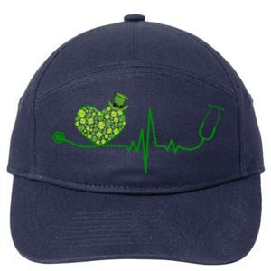 St Patricks Day Heartbeat Nurse 7-Panel Snapback Hat