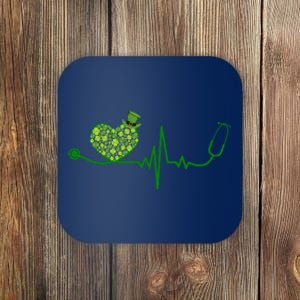 St Patricks Day Heartbeat Nurse Coaster