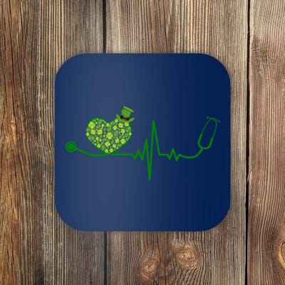 St Patricks Day Heartbeat Nurse Coaster