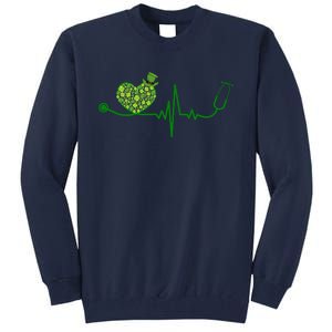 St Patricks Day Heartbeat Nurse Tall Sweatshirt