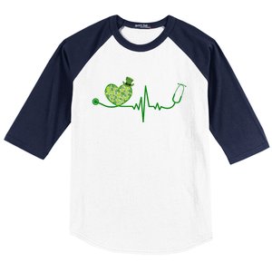 St Patricks Day Heartbeat Nurse Baseball Sleeve Shirt