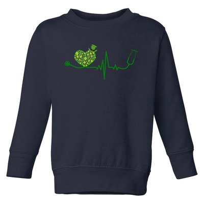 St Patricks Day Heartbeat Nurse Toddler Sweatshirt