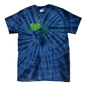 St Patricks Day Heartbeat Nurse Tie-Dye T-Shirt