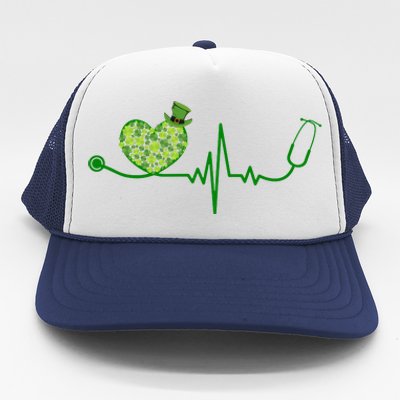 St Patricks Day Heartbeat Nurse Trucker Hat