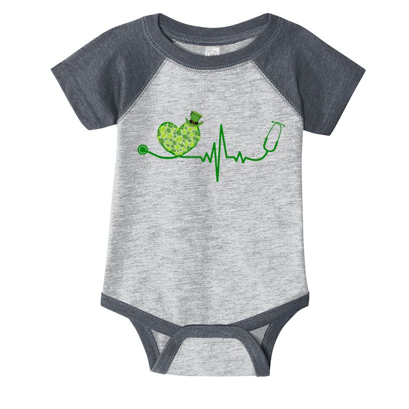 St Patricks Day Heartbeat Nurse Infant Baby Jersey Bodysuit
