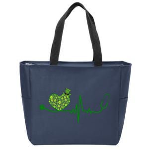 St Patricks Day Heartbeat Nurse Zip Tote Bag