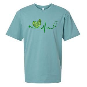 St Patricks Day Heartbeat Nurse Sueded Cloud Jersey T-Shirt