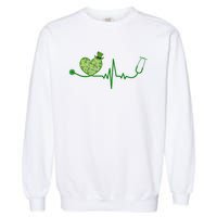 St Patricks Day Heartbeat Nurse Garment-Dyed Sweatshirt