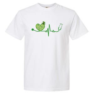 St Patricks Day Heartbeat Nurse Garment-Dyed Heavyweight T-Shirt