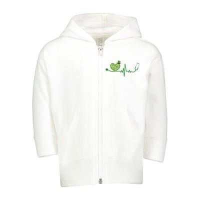 St Patricks Day Heartbeat Nurse Toddler Zip Fleece Hoodie