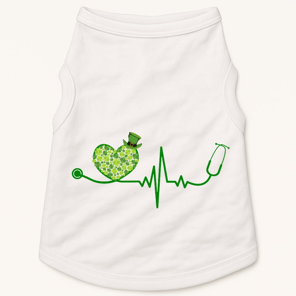 St Patricks Day Heartbeat Nurse Doggie Tank