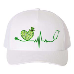 St Patricks Day Heartbeat Nurse Yupoong Adult 5-Panel Trucker Hat