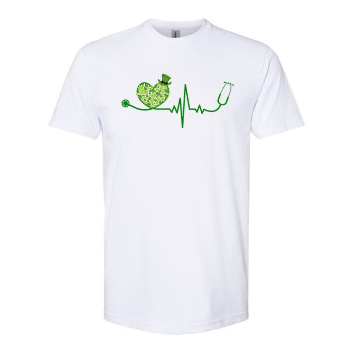 St Patricks Day Heartbeat Nurse Softstyle CVC T-Shirt