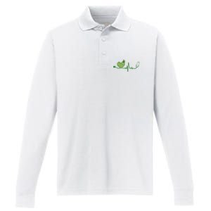 St Patricks Day Heartbeat Nurse Performance Long Sleeve Polo