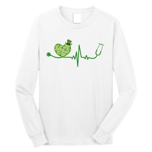 St Patricks Day Heartbeat Nurse Long Sleeve Shirt