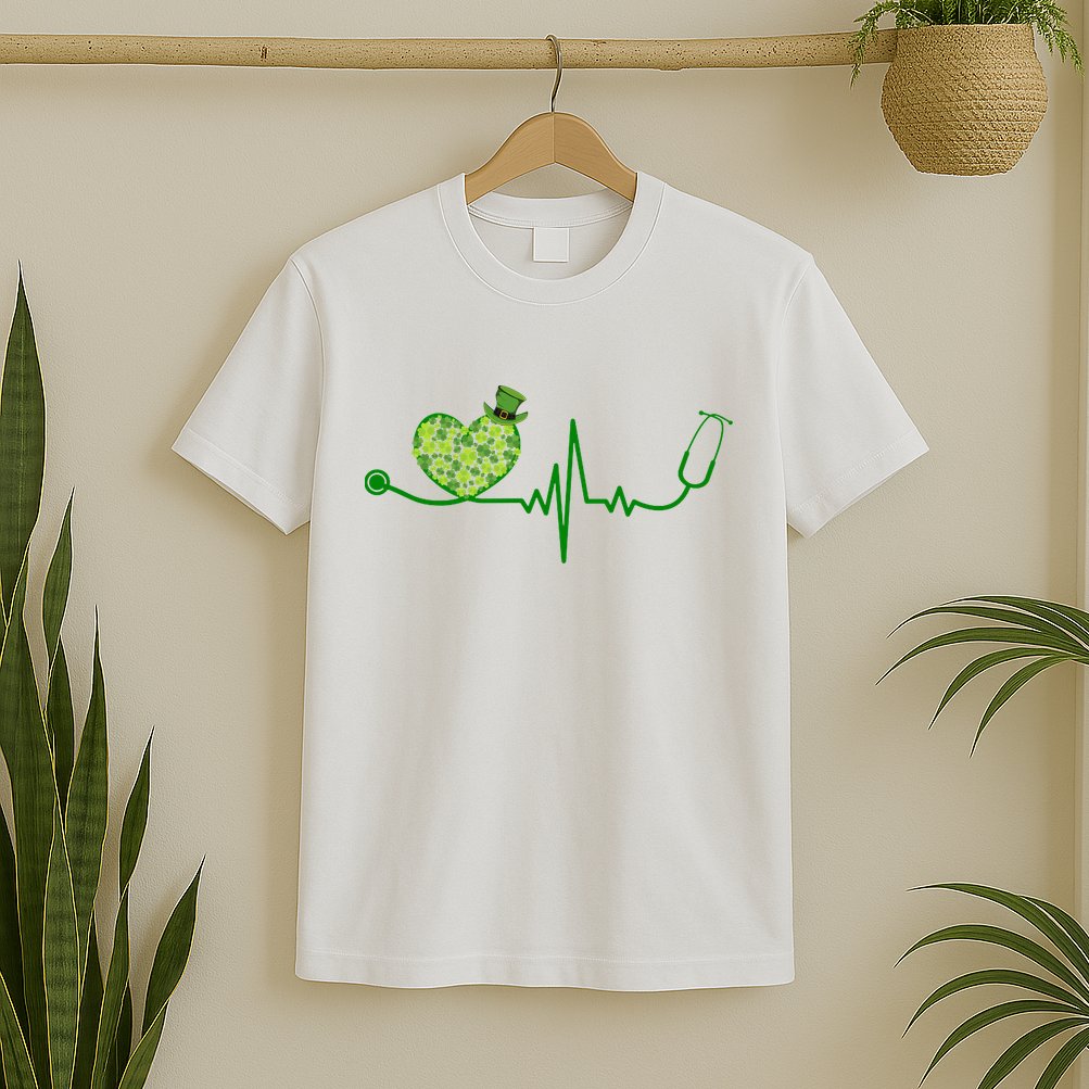 St Patricks Day Heartbeat Nurse T-Shirt