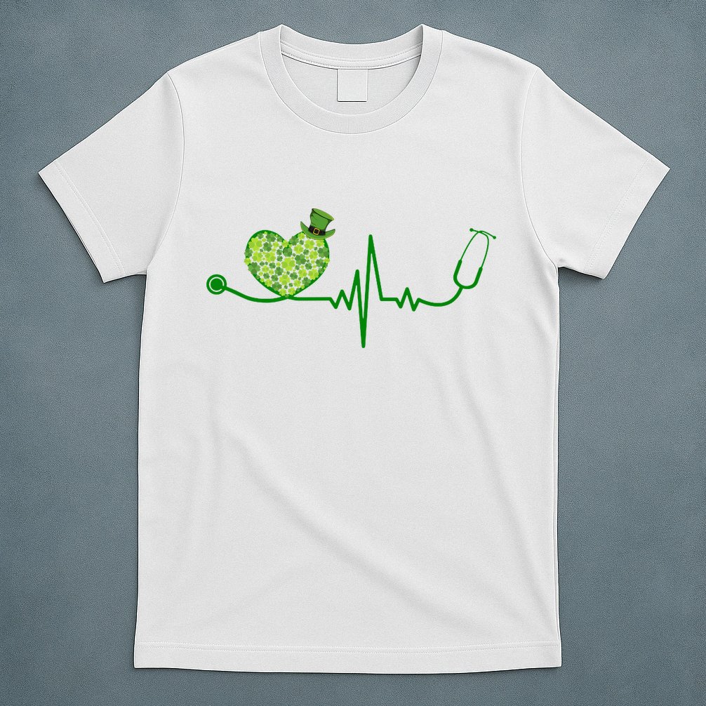 St Patricks Day Heartbeat Nurse T-Shirt