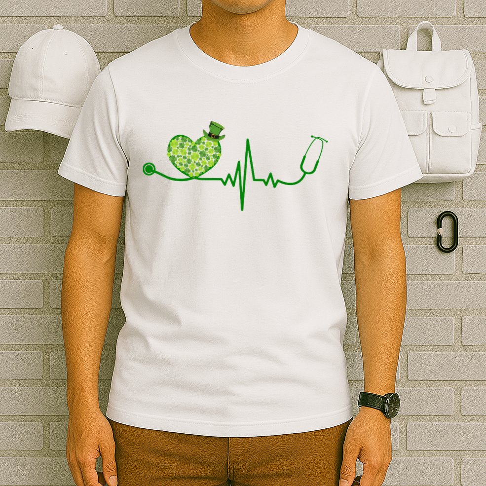 St Patricks Day Heartbeat Nurse T-Shirt