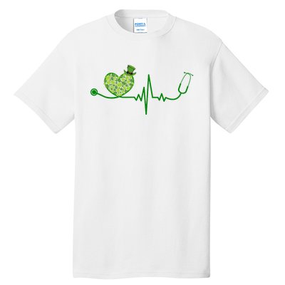 St Patricks Day Heartbeat Nurse Tall T-Shirt