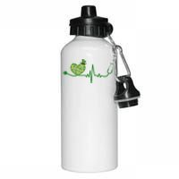 St Patricks Day Heartbeat Nurse Aluminum Water Bottle