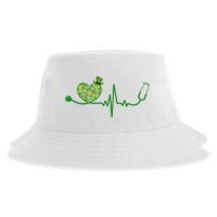 St Patricks Day Heartbeat Nurse Sustainable Bucket Hat