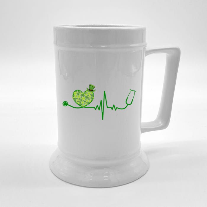 St Patricks Day Heartbeat Nurse Beer Stein