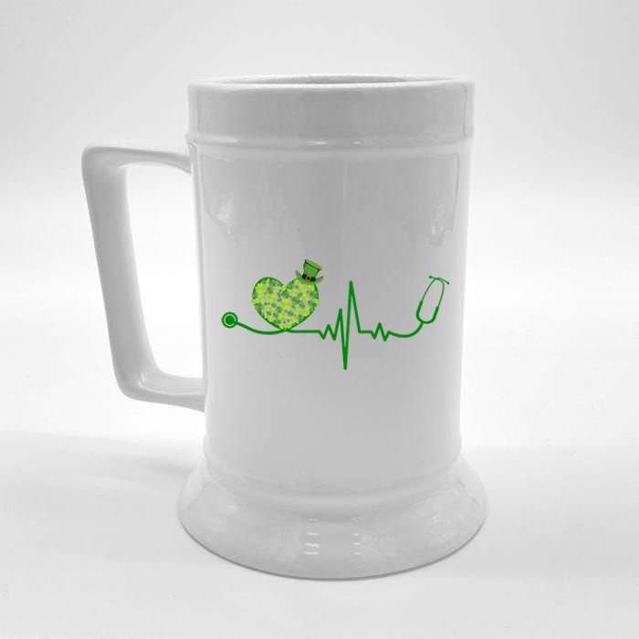 St Patricks Day Heartbeat Nurse Beer Stein