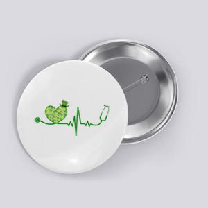 St Patricks Day Heartbeat Nurse Button