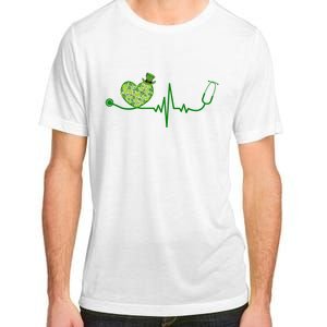 St Patricks Day Heartbeat Nurse Adult ChromaSoft Performance T-Shirt