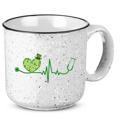 St Patricks Day Heartbeat Nurse 15oz Campfire Ceramic Mug