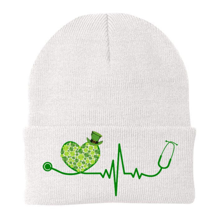 St Patricks Day Heartbeat Nurse Knit Cap Winter Beanie