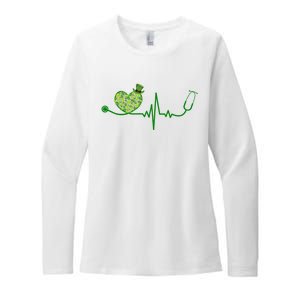 St Patricks Day Heartbeat Nurse Womens CVC Long Sleeve Shirt