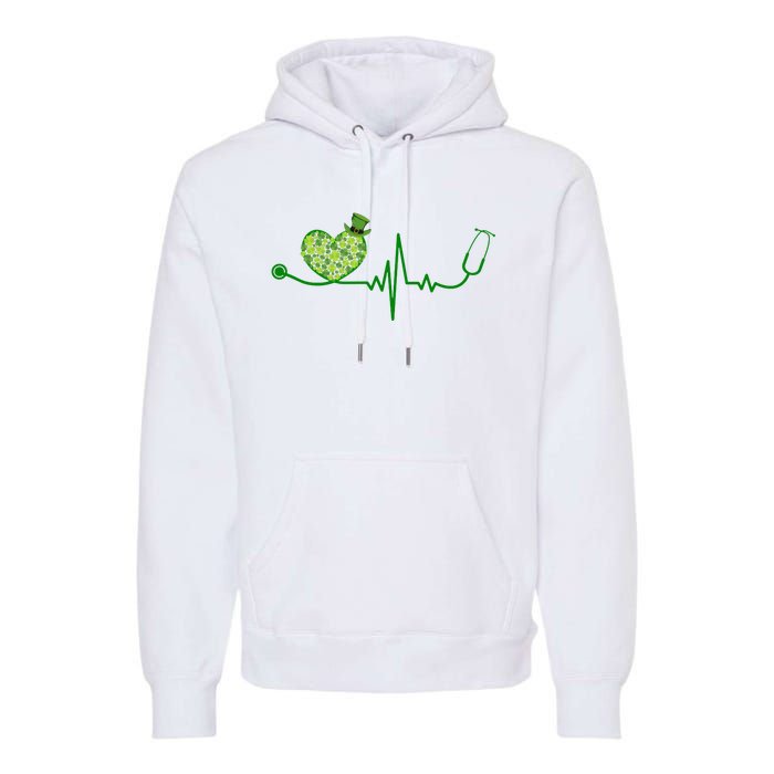 St Patricks Day Heartbeat Nurse Premium Hoodie