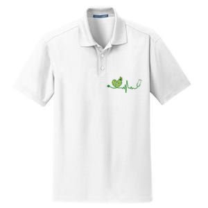 St Patricks Day Heartbeat Nurse Dry Zone Grid Polo