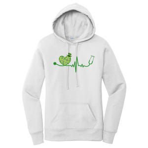 St Patricks Day Heartbeat Nurse Women's Pullover Hoodie